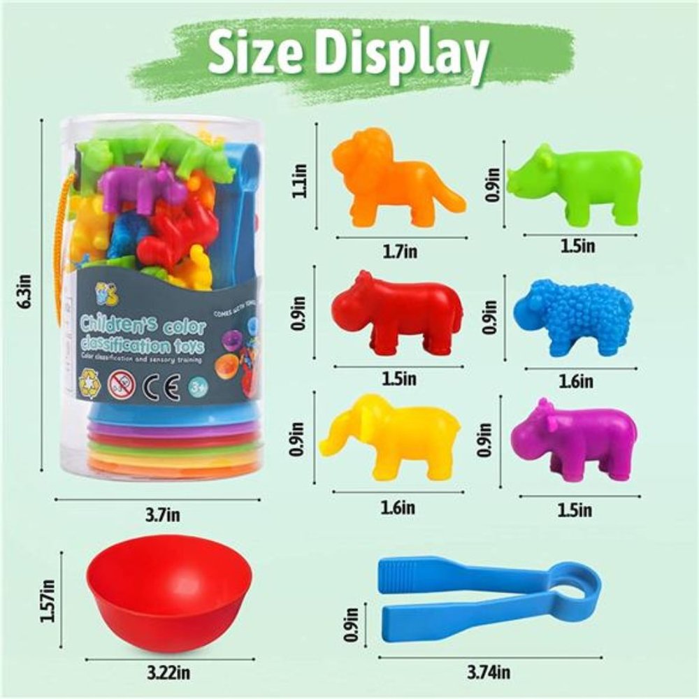 Animals Matching Games Color Sorting Stacking Toys with Bowls for  Aged 3+ Year